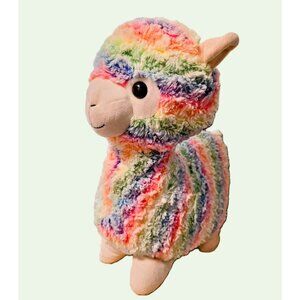 Rainbow Striped Plush Llama Pillow Pet Stuffed Animal Toy For Kids & Collectors